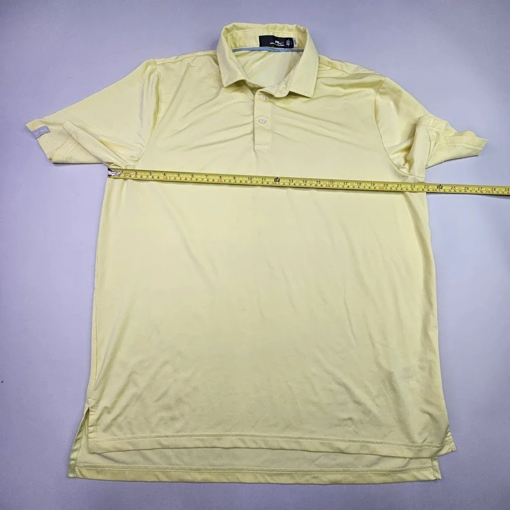 RLX Ralph Lauren Polo Shirt Men's Large Yellow Performance Golf Short Sleeve